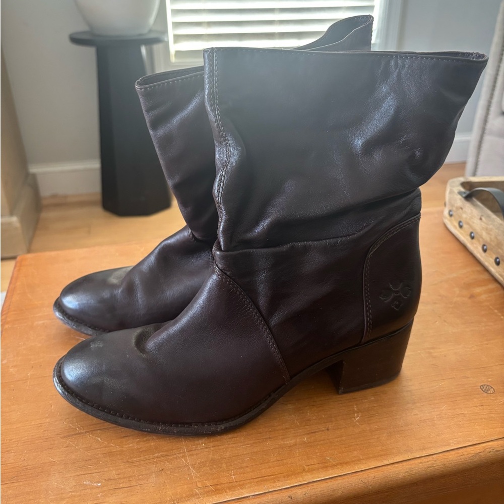 Patricia Nash Dark Brown Leather Heeled Boots